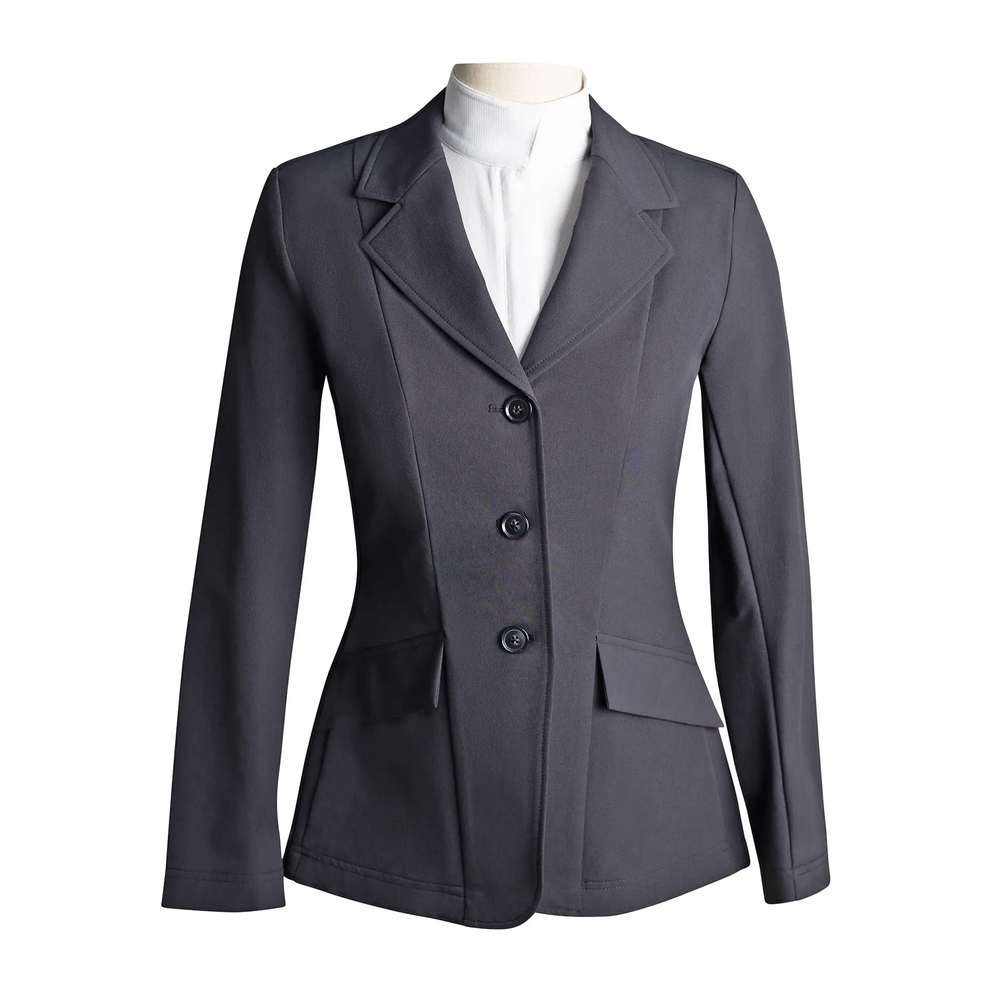 Grand Prix Ladies EQJ 3 Button Show Coat, NY Tech Fabric, Black - Image 6