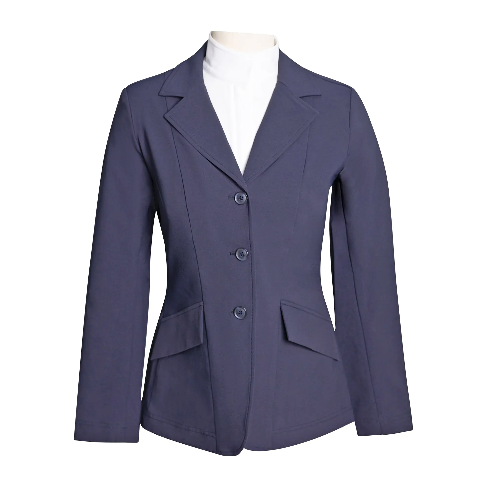 Grand Prix Ladies EQJ 3 Button Show Coat, NY Tech Fabric, Navy - Image 6