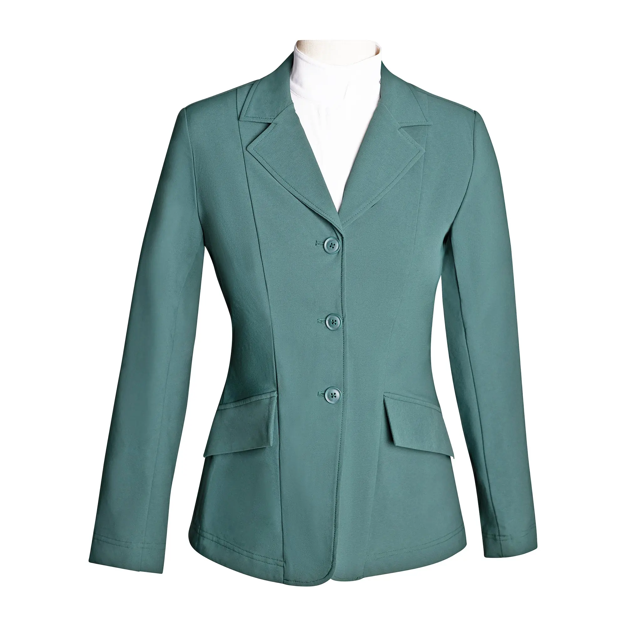 Grand Prix Ladies EQJ 3 Button Show Coat, NY Tech Fabric, New Green - Image 6