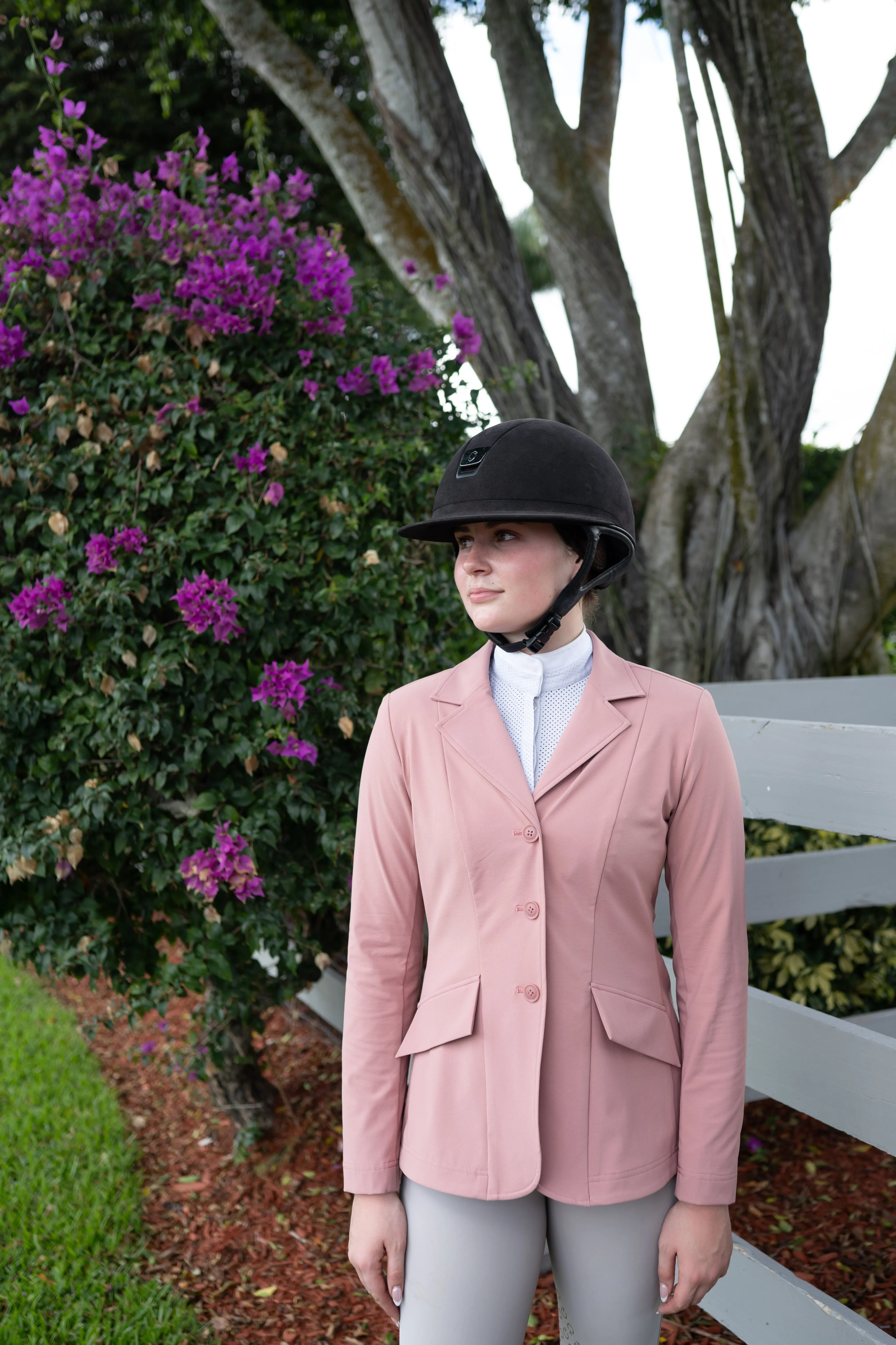 Grand Prix Ladies EQJ 3 Button Show Coat, NY Tech Fabric, Rose - Image 2
