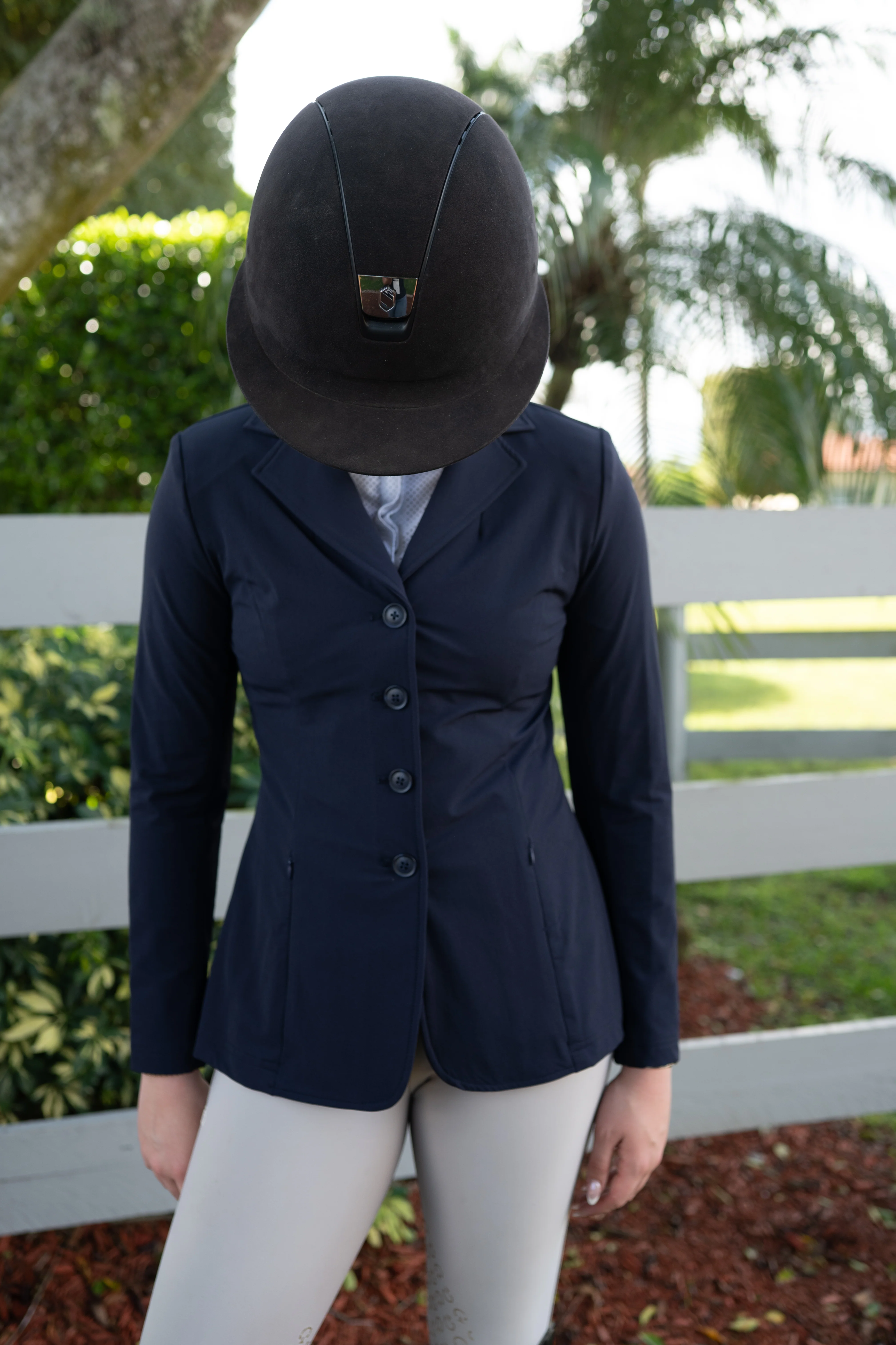Grand Prix Ladies Quinn Show Coat, 4 Button with Hidden Zipper Closure, Navy - Image 3