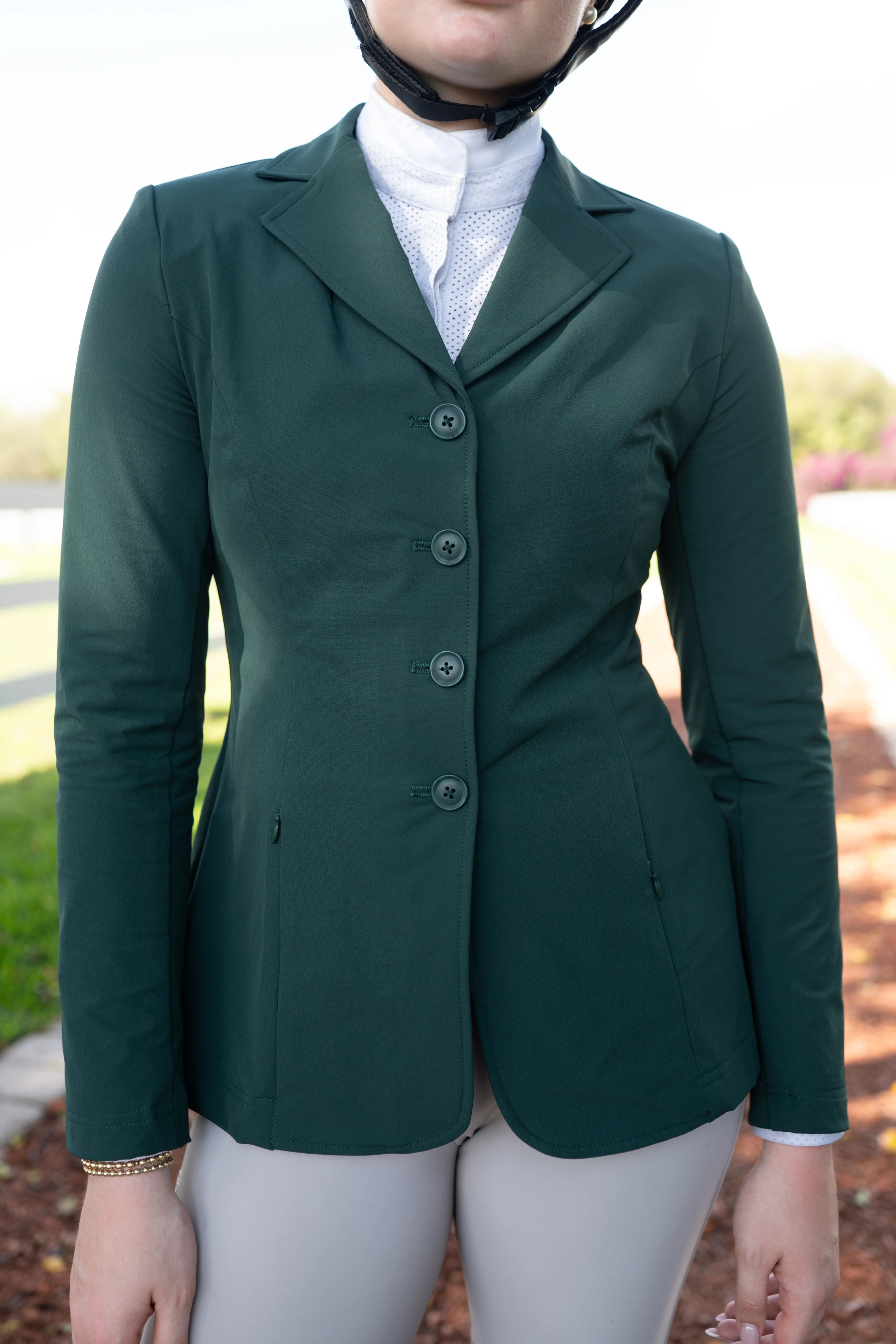 Grand Prix Quinn Show Jacket, 4 Button Front with Hidden Zipper Closure, New Green - Image 2