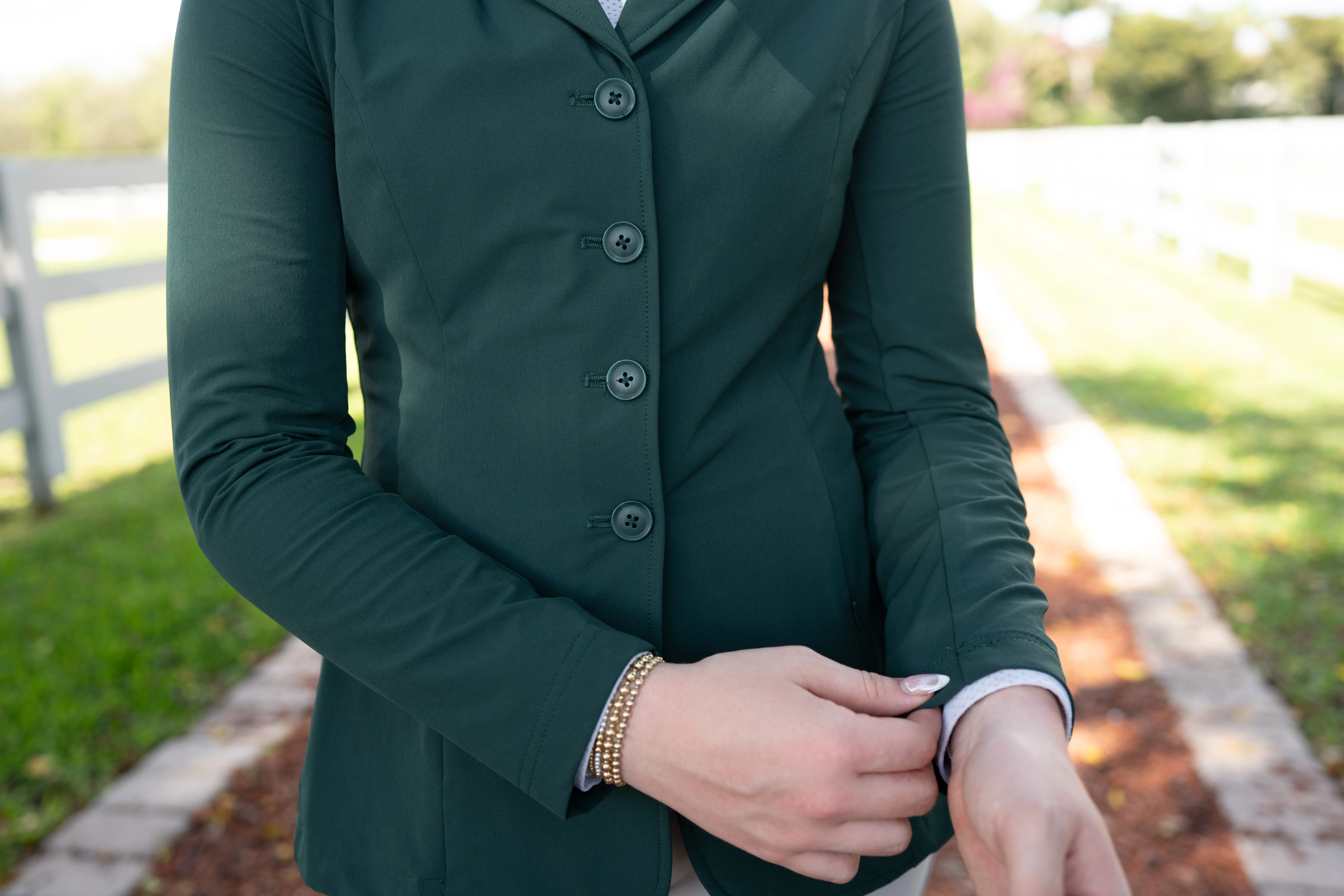 Grand Prix Quinn Show Jacket, 4 Button Front with Hidden Zipper Closure, New Green - Image 3
